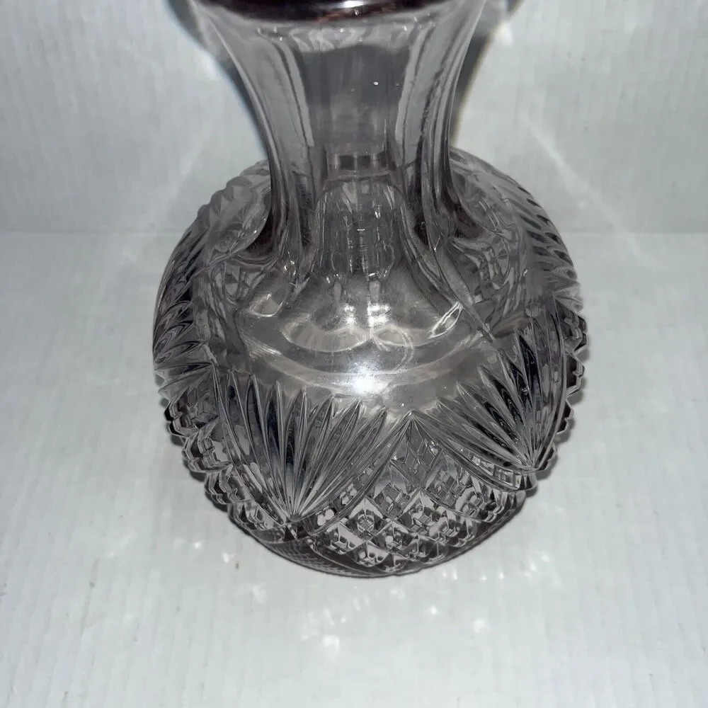 Antique Lavender Cut Glass Water Carafe Blown Glass